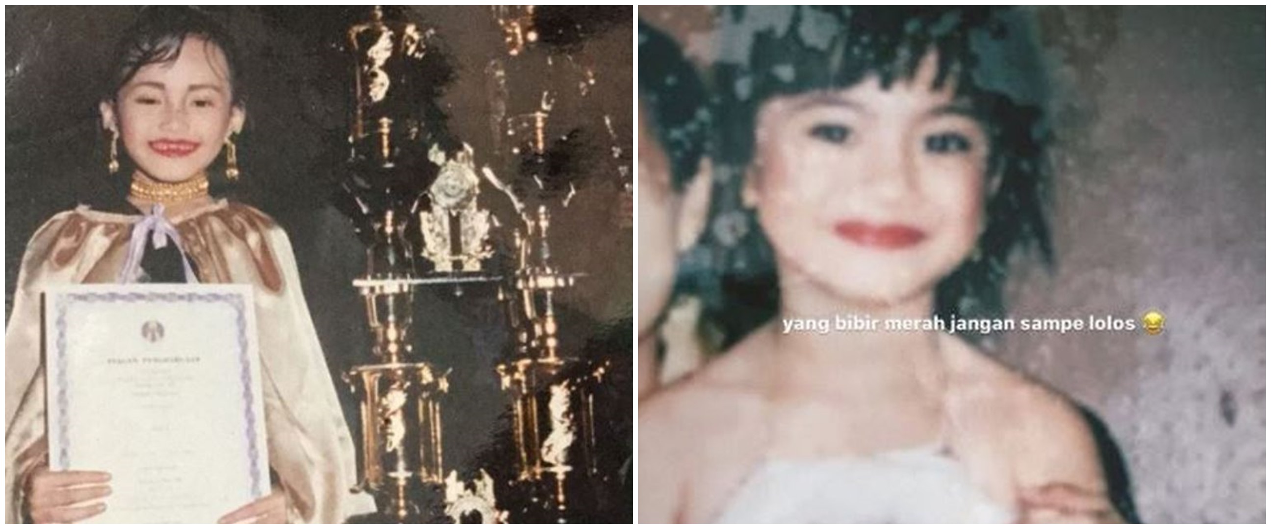 Wajahnya manglingi, begini potret masa kecil 13 seleb saat dirias makeup tebal