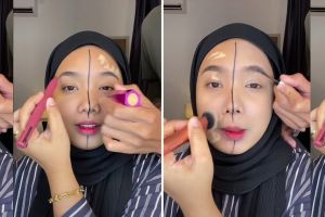 Wanita ini bandingkan makeup buatan suami vs miliknya, hasil riasan sang istri kalah telak