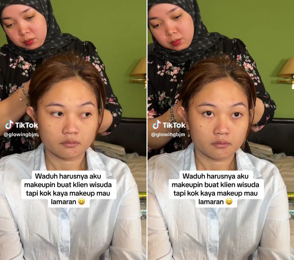 Wanita di-makeup wisuda ini hasilnya malah kayak mau tunangan, warganet galfok dengan ekspresinya
