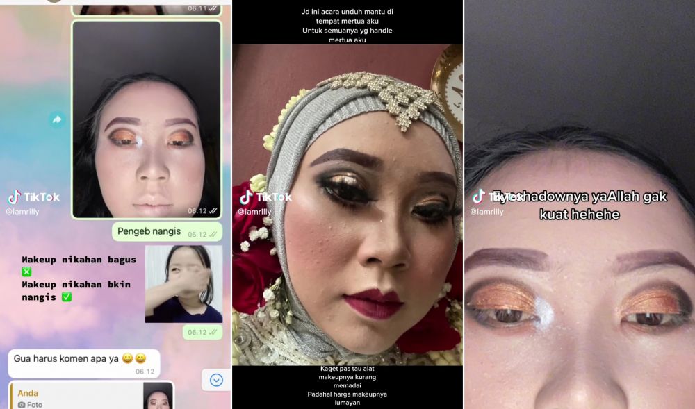 Pakai MUA pilihan mertua, makeup pengantin wanita di ngunduh mantu ini hasilnya bikin nangis kejer