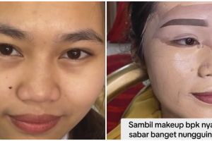 Ayah setia nunggu pengantin wanita di makeup MUA, 7 transformasinya hasil riasannya ini bak barbie