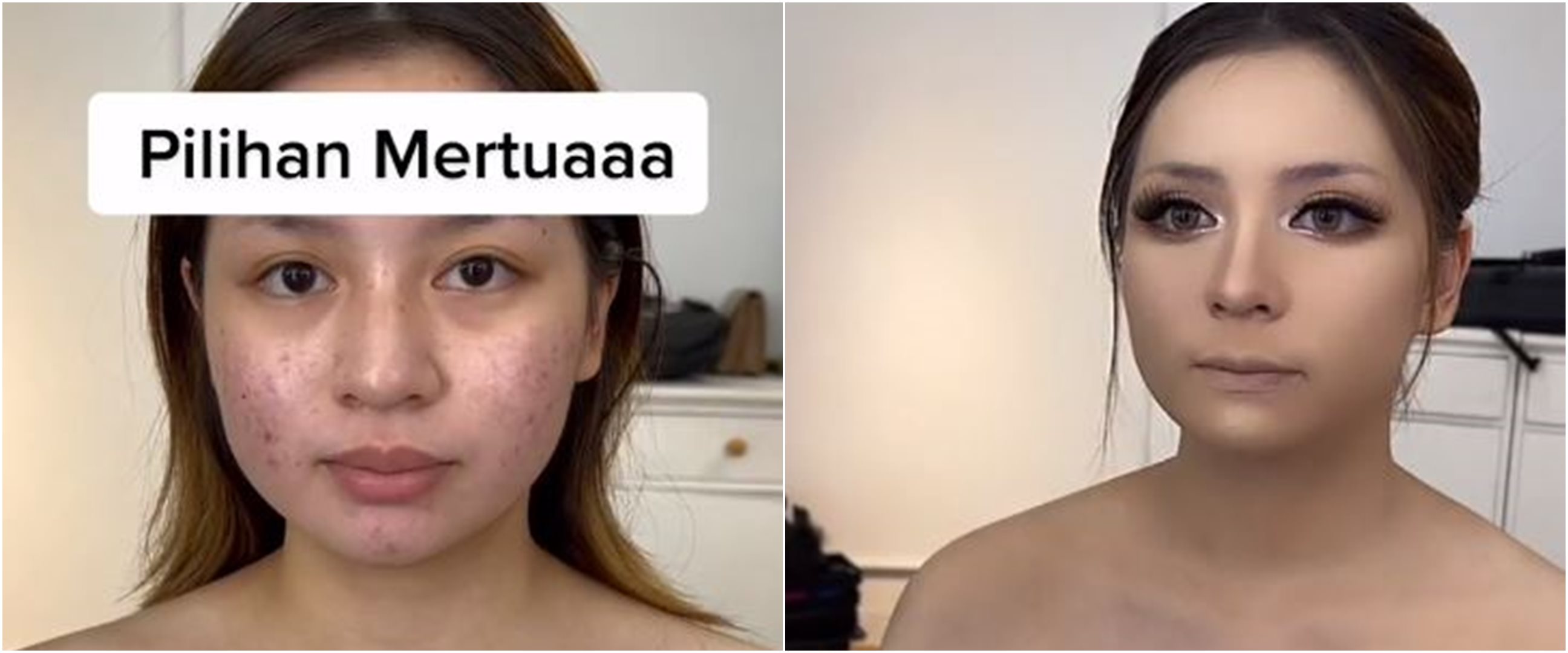 Makeup dipilihin mertua, hasil riasan wanita berjerawat ini bening abis bak model profesional