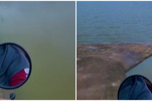 Aksi wanita kendarai motor di lintasan jalur air ini bikin deg-degan, skill berkendaranya boleh juga