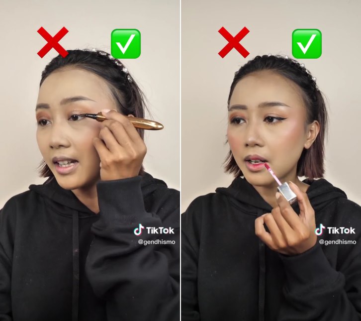 Bak langit dan bumi, wanita ini tunjukkan beda makeup medok vs natural pada satu wajah