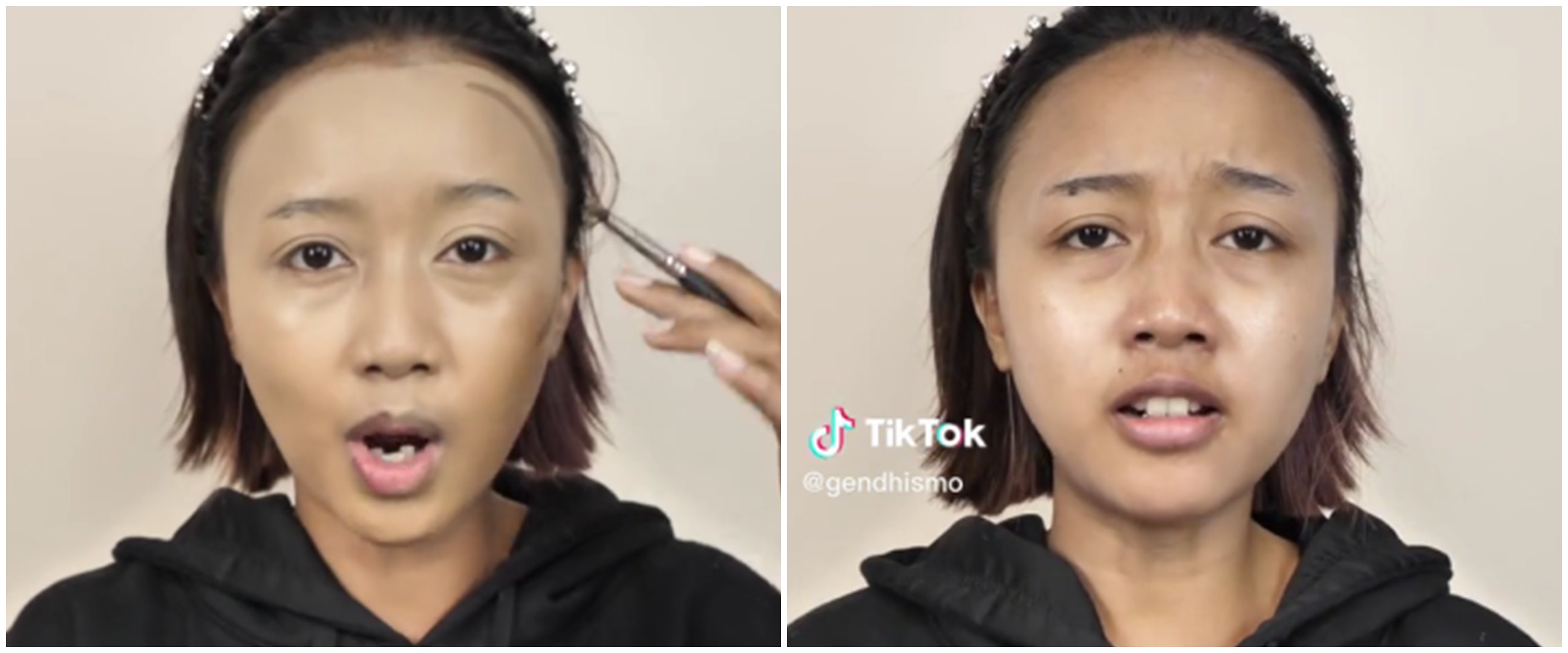 Bak langit dan bumi, wanita ini tunjukkan beda makeup medok vs natural pada satu wajah