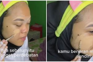 Skill-nya diragukan, wanita ini tetap mantap lakukan makeup pengantin sendiri, hasilnya di luar dugaan