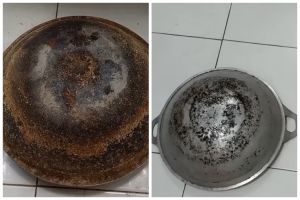 Tak perlu pemutih, begini cara mudah menghilangkan kerak tebal di wajan pakai 3 bahan
