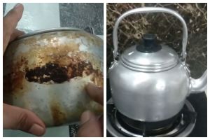 Cara bersihkan bagian luar teko air yang gosong dan berkerak, ampuh pakai 3 bahan