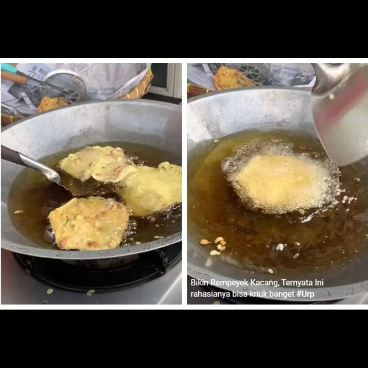 Bukan dicetak di pinggir wajan, ini trik goreng rempeyek agar bentuk tipisnya lebih merata