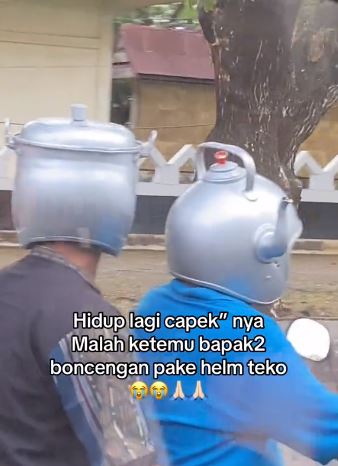 11 Potret kocak orang pede pakai helm nyentrik ini penampakannya jadi hiburan gratis di jalanan
