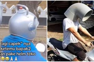 11 Potret kocak orang pede pakai helm nyentrik ini penampakannya jadi hiburan gratis di jalanan
