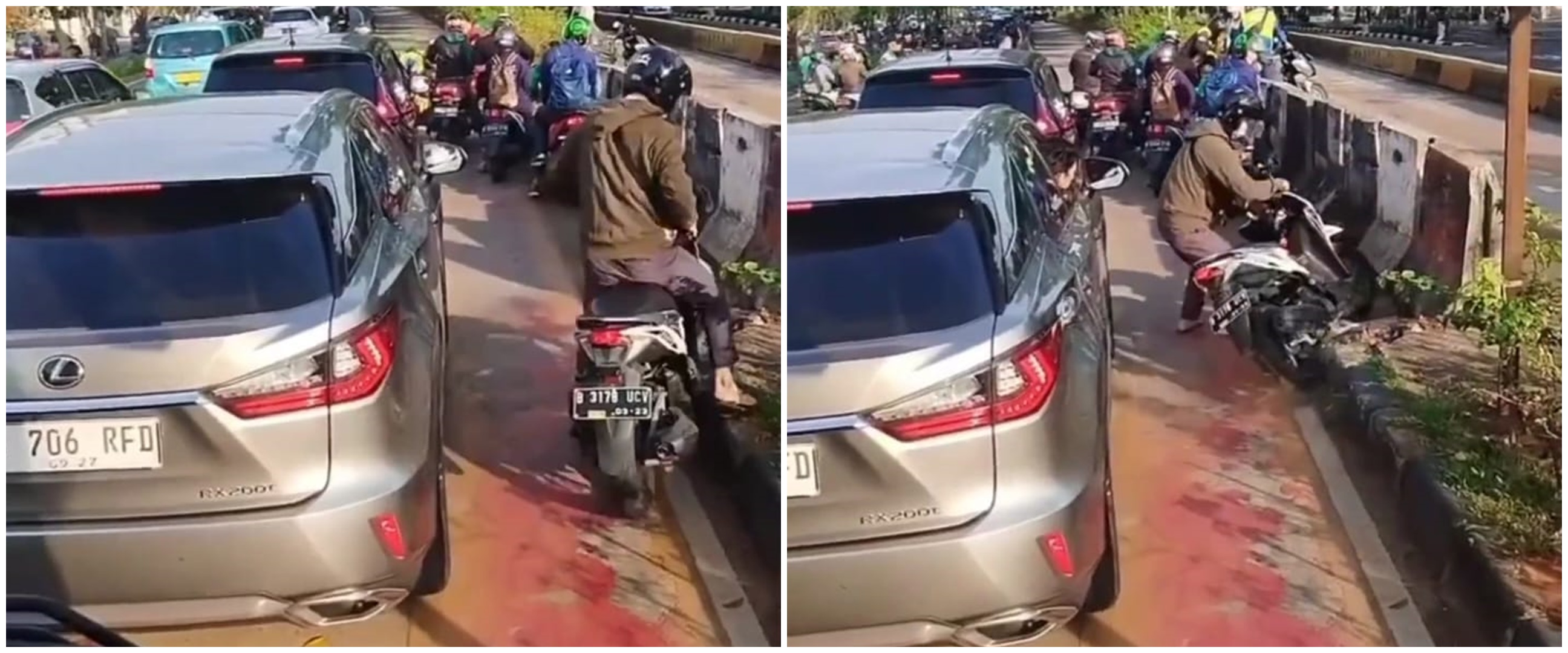 Pengendara ini niatnya pengen hindari cegatan, endingnya malah rusak motor sendiri