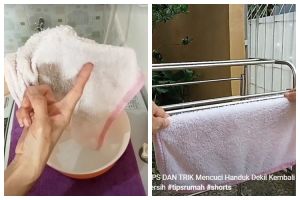 Tak perlu sabun cuci piring, begini cara mencuci handuk dapur dekil pakai 3 bahan tambahan
