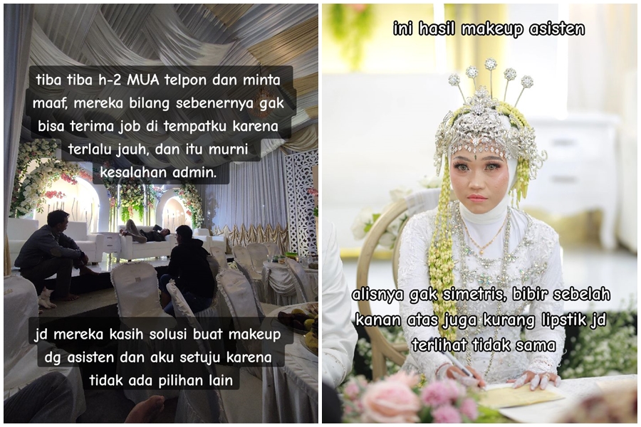 Curhat sedih wanita dirias asisten MUA gegara miskomunikasi, hasil makeup-nya bikin pengantin minder