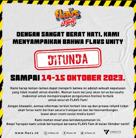 Festival musik FLAVS resmi ditunda hingga Oktober 2023, akan pilih lokasi baru