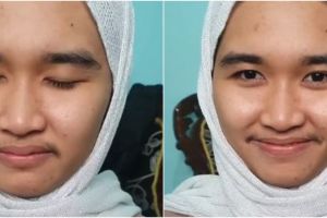 Potret wanita berkumis dirias MUA jadi manten syari, hasilnya bak bidadari sampai lupa wajah asli