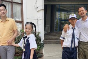 9 Penampilan seleb ganteng saat antar anak sekolah ini bikin heboh, Rizky Billar cuma pake kaus oblong