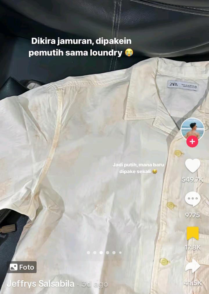 Dikasih pemutih karena dikira jamuran sama tukang laundry, baju tie-dye pria ini hasilnya bikin nyesek