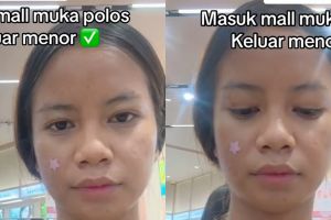 Datang dengan wajah polosan, wanita ini bagikan trik tampil full makeup di mall dengan modal Rp 0