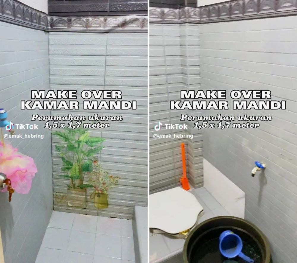 Makeover kamar mandi rumah subsidi bujet di bawah Rp 1 juta, before-after-nya bikin lupa tampilan asli