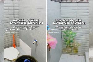 Makeover kamar mandi rumah subsidi bujet di bawah Rp 1 juta, before-after-nya bikin lupa tampilan asli
