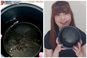 Cara mudah bersihkan kerak gosong di dasar panci rice cooker, auto kinclong dalam 10 menit