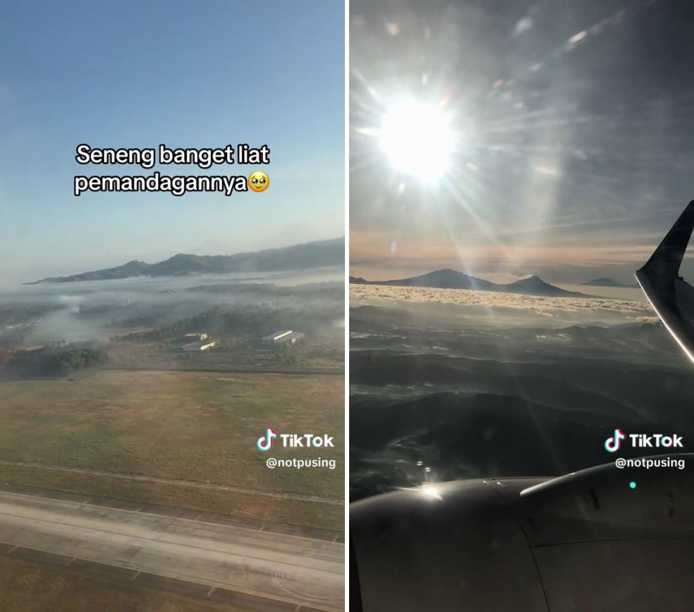 Detik-detik wanita rekam beda langit Jogja dan Jakarta dari pesawat, terekspos pekatnya polusi ibukota