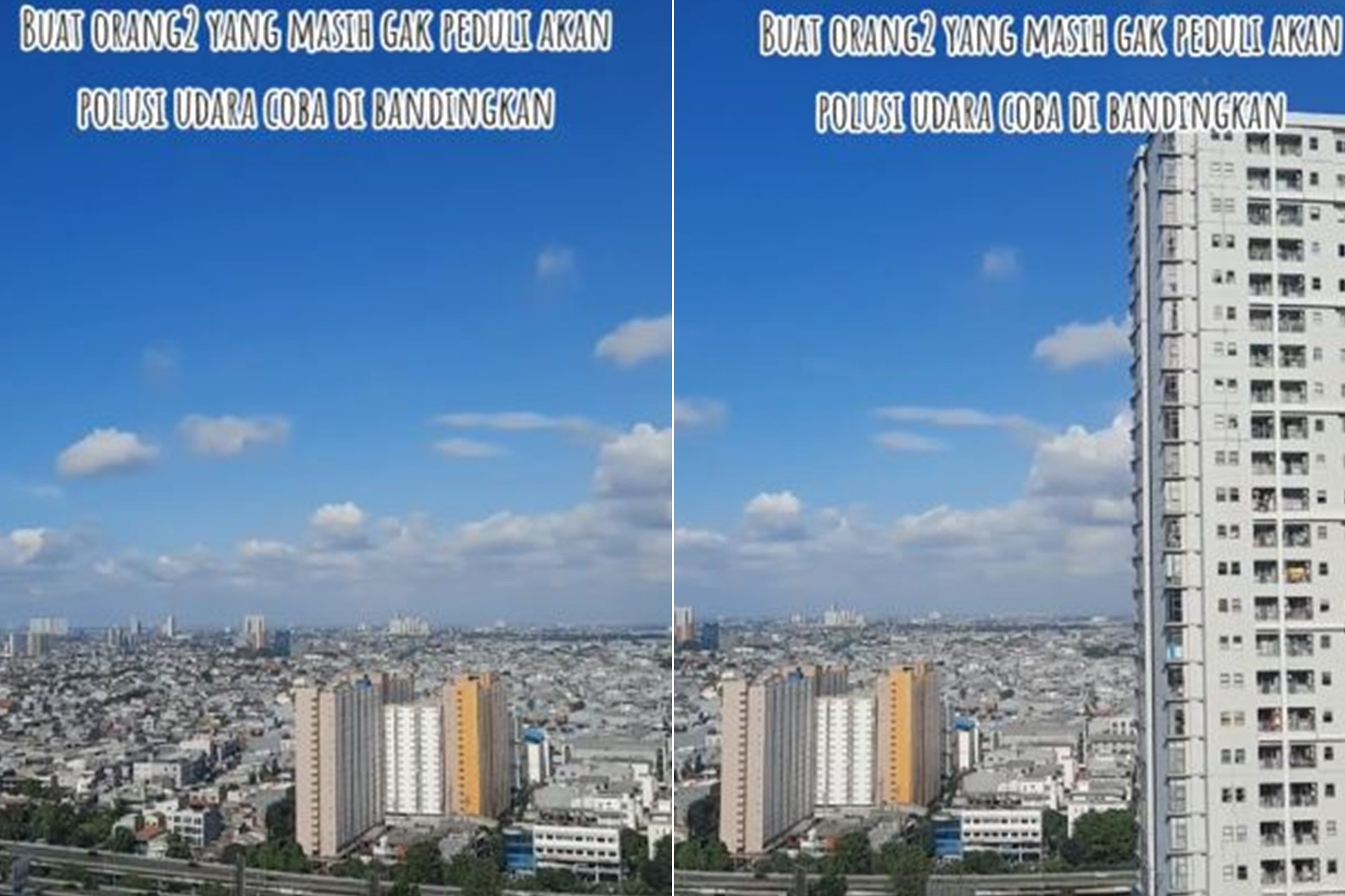 Wanita bagikan langit kelam Jakarta karena polusi vs cerahnya saat COVID-19, bedanya bikin miris