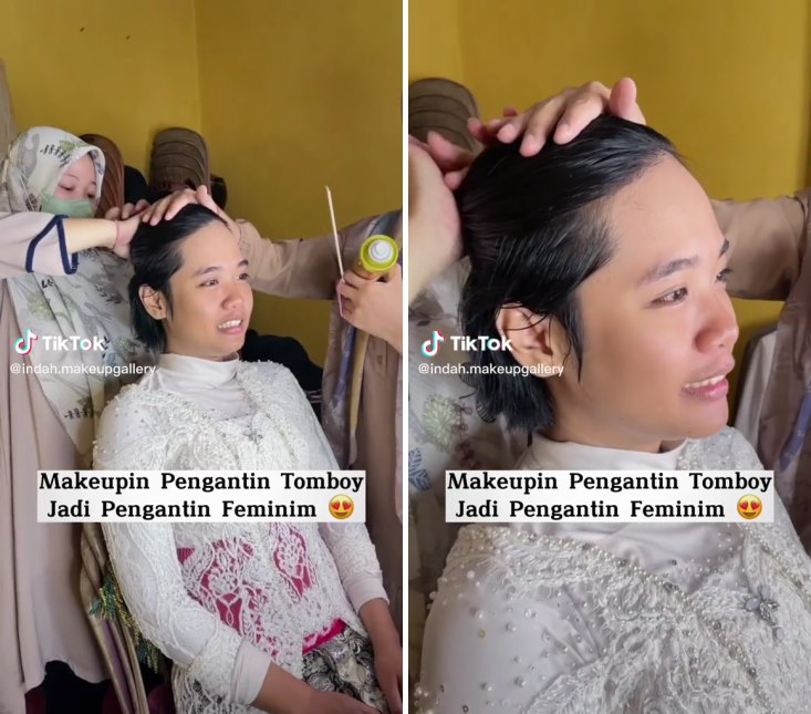 Bukti kekuatan makeup lebih dari photoshop, wanita tomboi disulap jadi pengantin ini cantiknya pol