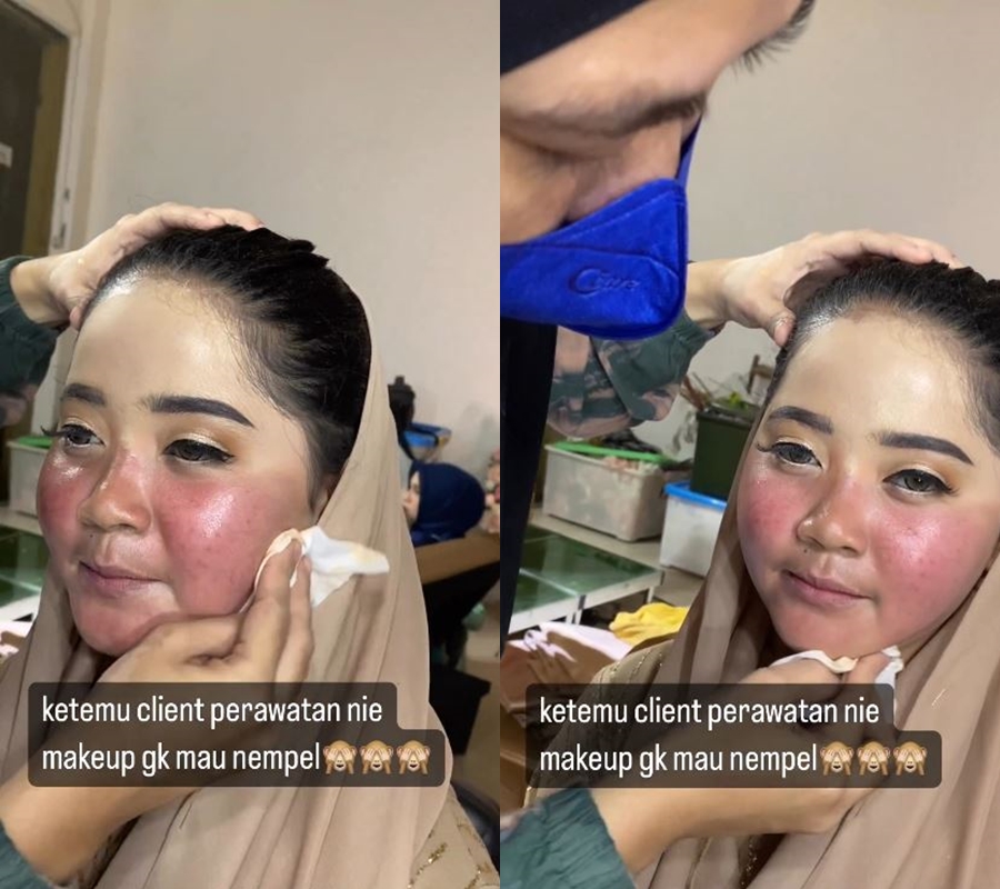 Makeup nggak mau nempel gegara kulit wajah terlalu licin, hasil rias MUA ini bikin deg-degan
