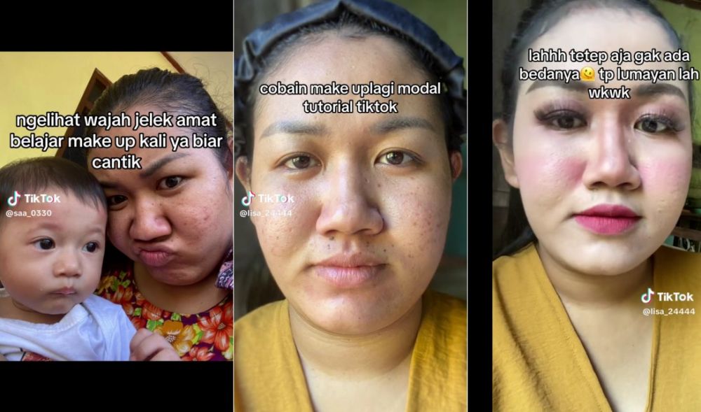 Potret hasil makeup gagal dari emak-emak ini buktikan merias wajah memang butuh proses