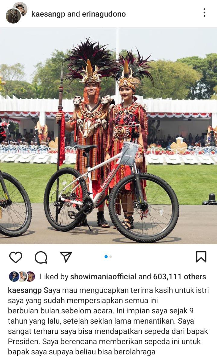 Dapat hadiah sepeda dari Jokowi usai menang kostum terbaik, ungkapan bahagia Kaesang ini bikin bingung
