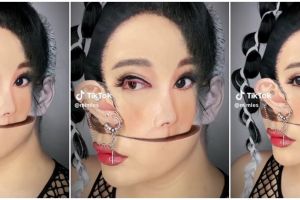 Bukti makeup lebih dahsyat dari photoshop, potret wanita sulap wajahnya jadi abstrak ini menipu mata