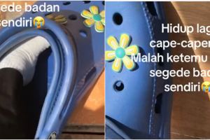 Hidup lagi capek-capeknya, wanita ini malah pamer sandal segede gaban, penampakannya kocak