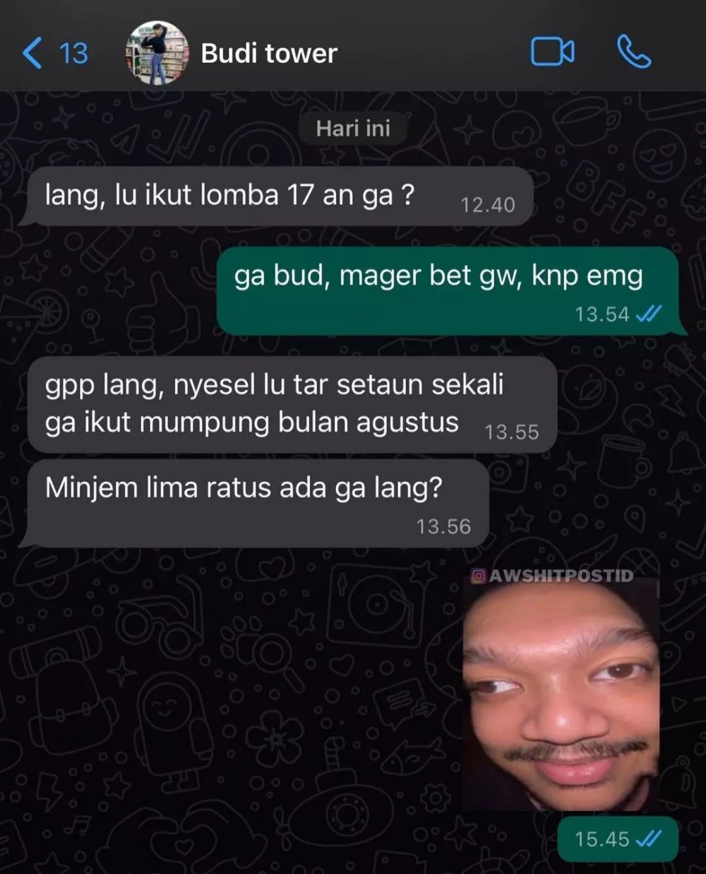 11 Chat lucu teman yang mau pinjam uang ini basa-basinya boleh juga