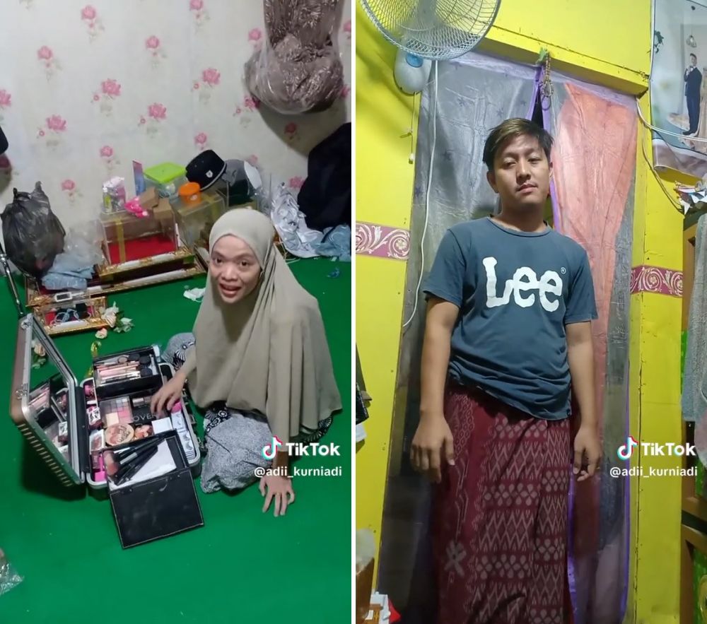 Jadi kelinci percobaan istri, potret suami di-makeup pengantin adat wanita ini bikin mata tak berkedip