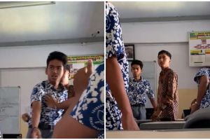 Aktingnya total banget, momen tegang siswa kelahi di kelas ini endingnya malah di luar dugaan guru