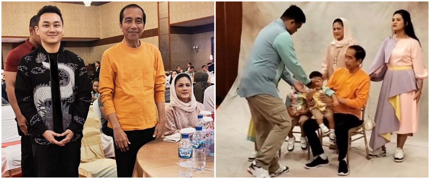 9 Momen pemotretan foto keluarga Jokowi-Iriana dan Kahiyang-Bobby, wajah Saud adik Nahyan bikin salfok