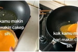 Tutorial goreng telur dadar estetik ini jatuhnya bikin tepuk jidat, gegara salah bikin mangkuk