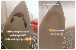 Bukan dicuci air, begini trik membersihkan kerak gosong setrika pakai 1 bahan dapur