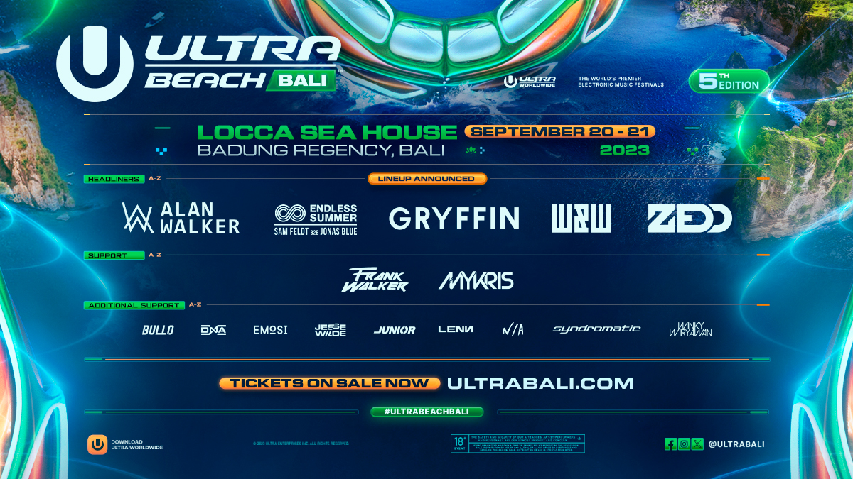 Ultra Beach Bali dan Resistance Bali umumkan Headliner edisi 2023, ada Zedd hingga Alan Walker