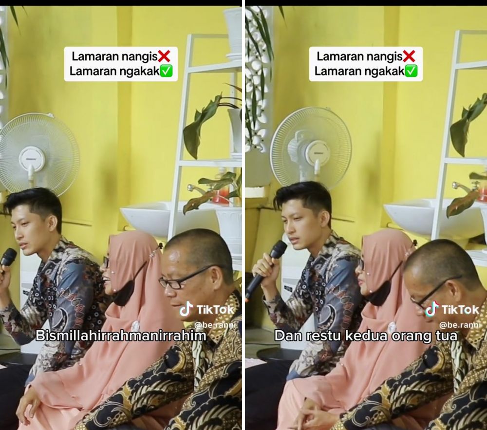 Terlalu pasrah di depan calon mertua, momen kocak pria lamar kekasih ini bukan khidmat malah ngakak