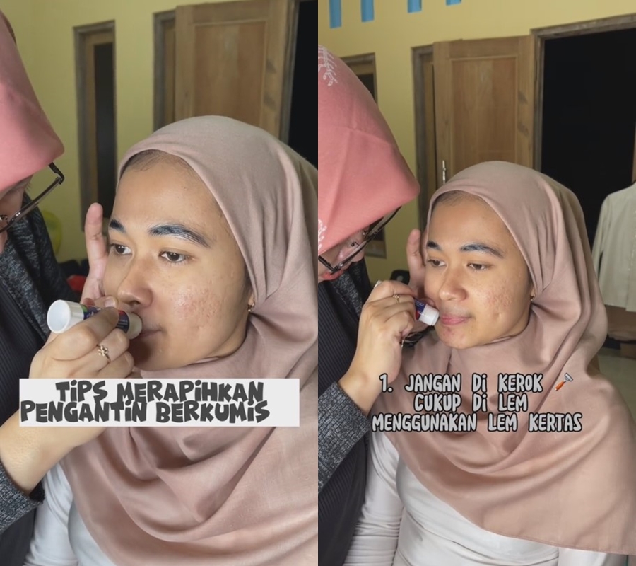 MUA berhasil rias wanita berkumis tebal ini jadi pengantin tanpa cukur, hasilnya flawless pol