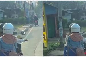 Momen pengendara tuntun motor di tengah jalan ini bikin bingung, alasan di baliknya auto geregetan