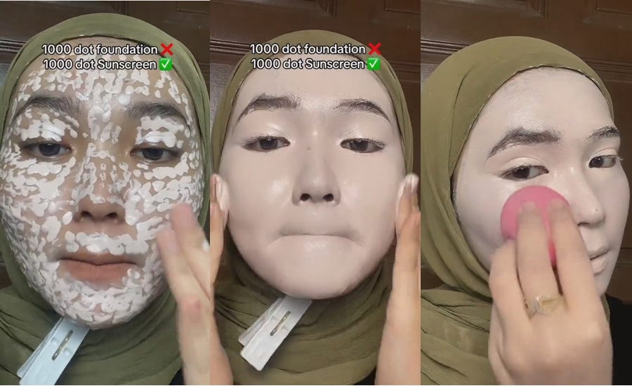 Wanita ini challenge 1.000 totol sunscreen jadi foundation, glowingnya bikin sinar matahari kepental