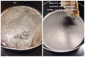 Cuma pakai 1 jenis umbi-umbian, begini cara aman bersihkan kerak masakan di wajan antilengket