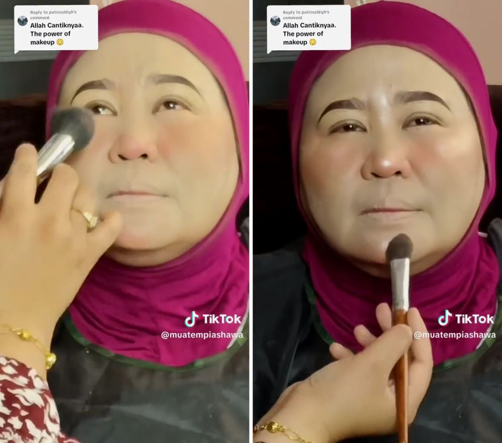 Emak-emak 49 tahun berpipi tembam ini dimakeup jadi pengantin, hasilnya 20 tahun lebih muda
