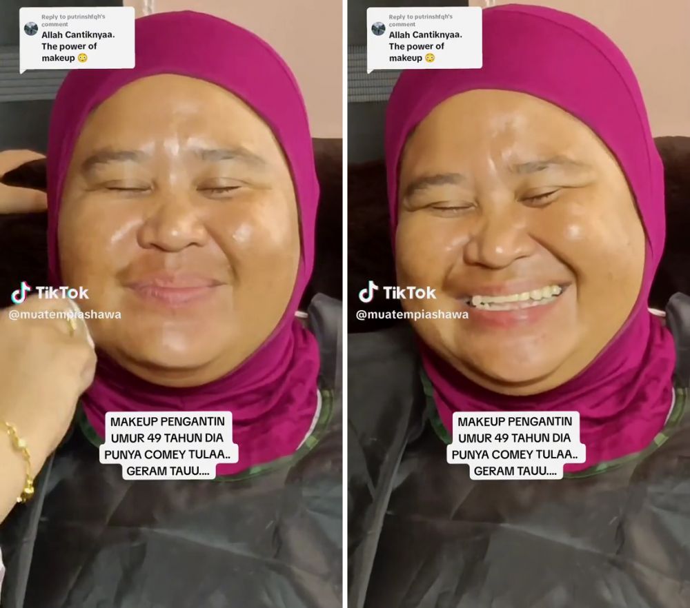 Emak-emak 49 tahun berpipi tembam ini dimakeup jadi pengantin, hasilnya 20 tahun lebih muda