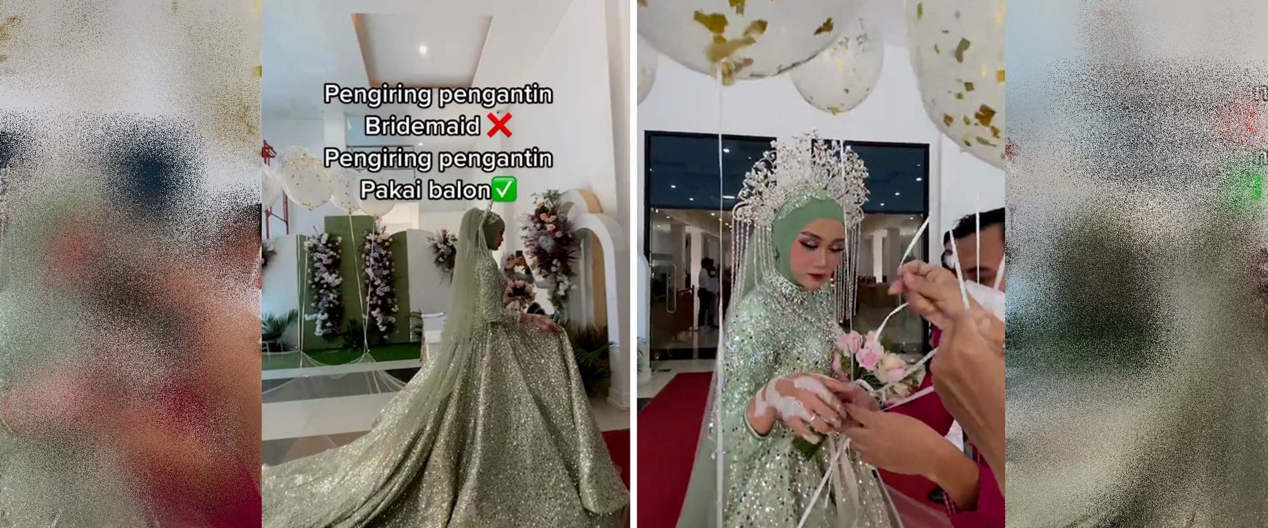 Bukan dengan bridesmaid, momen tak biasa wedding entrance pengantin ini diiringi pakai balon