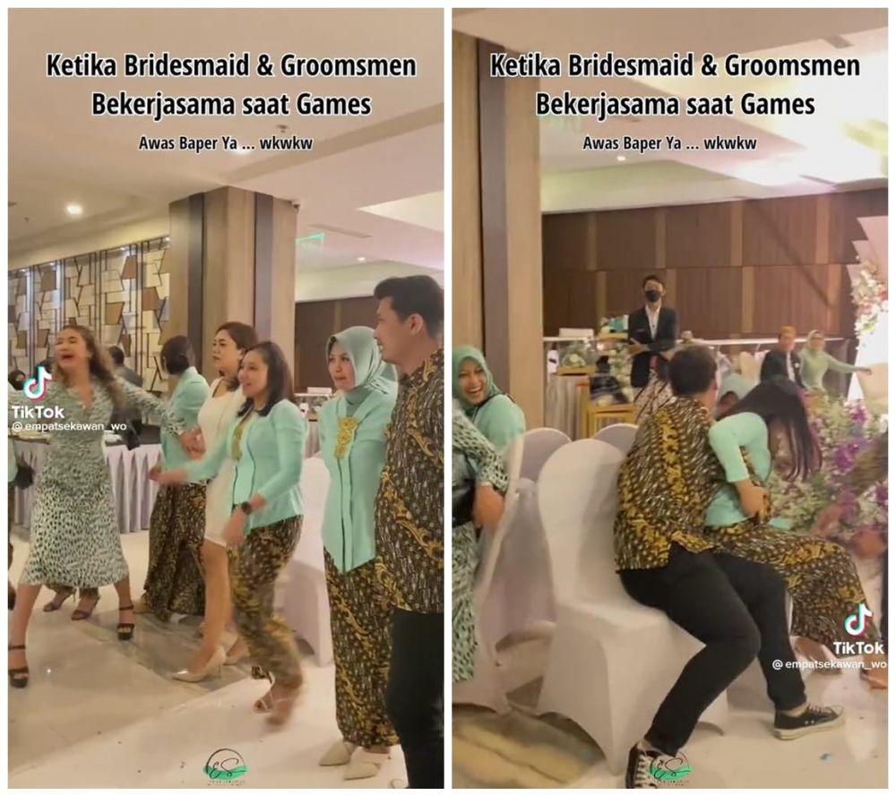 Berawal dari kejadian lucu saat main game di nikahan, bridesmaid dan groomsmen ini kini malah pacaran